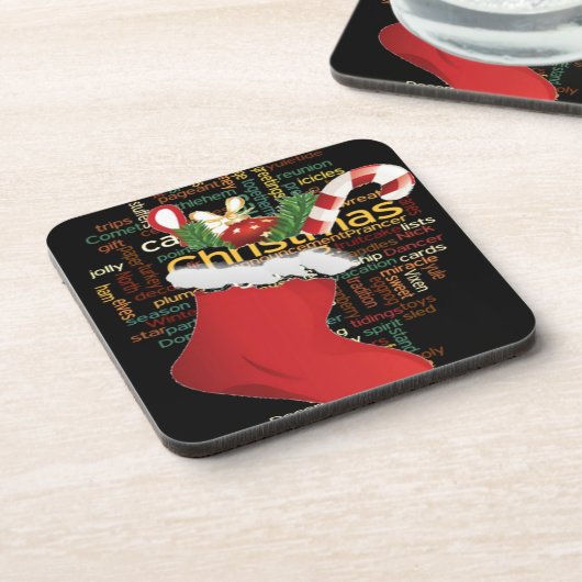 ホーホー!メリークリスマスの贈り物とお正月 コースター (左側)