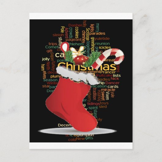 ホーホー!メリークリスマスの贈り物とお正月 シーズンポストカード (正面)