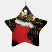 ホーホー!メリークリスマスの贈り物とお正月 セラミックオーナメント (正面)