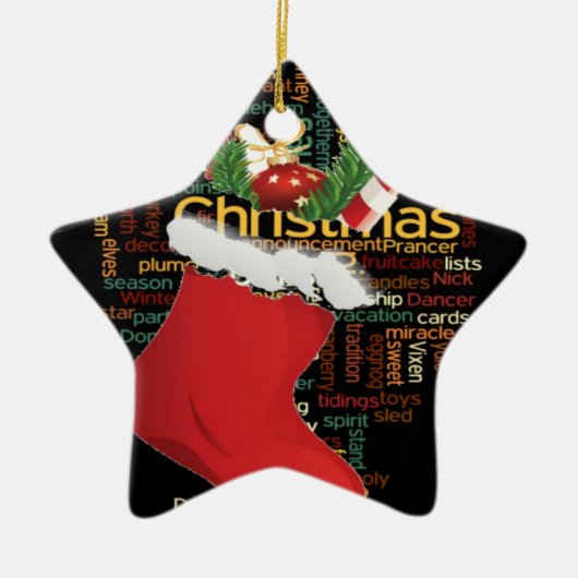 ホーホー!メリークリスマスの贈り物とお正月 セラミックオーナメント (正面)