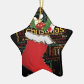 ホーホー!メリークリスマスの贈り物とお正月 セラミックオーナメント (左)