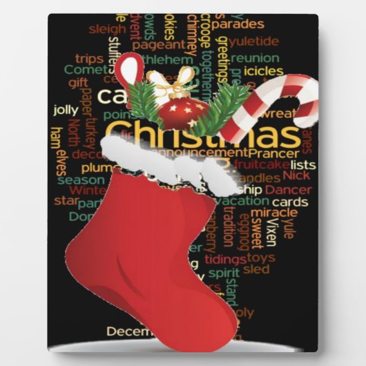 ホーホー!メリークリスマスの贈り物とお正月 フォトプラーク (正面)