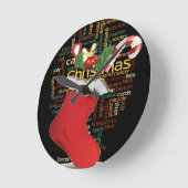 ホーホー!メリークリスマスの贈り物とお正月 ラウンド壁時計 (傾斜)