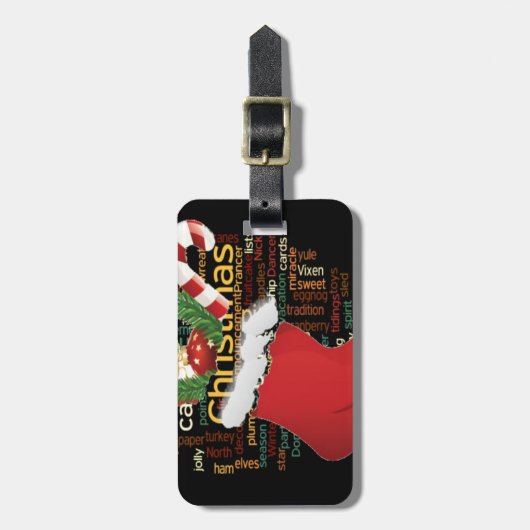 ホーホー!メリークリスマスの贈り物とお正月 ラゲッジタグ (正面縦)