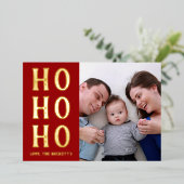 ホーホー |モダンタイポグラフィのクリスマス実在写真 箔シーズンカード (立ち正面)