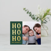 ホーホー |モダンタイポグラフィのクリスマス実在写真 箔シーズンポストカード (立ち正面)