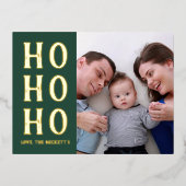 ホーホー |モダンタイポグラフィのクリスマス実在写真 箔シーズンポストカード (正面)
