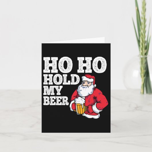ホーホー、俺のビールを持ってろ！楽しいクリスマスの飲酒サンタ カード (正面)