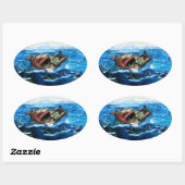 ホーマーのガルフストリームが再訪 楕円形シール (シート)