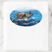 ホーマーのガルフストリームが再訪 楕円形シール (バッグ)