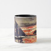 ホーマー – サンセット素晴らし火災、アートウォーター絵を描カラー マグカップ (中央)