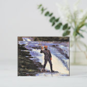 ホーマー – ザ・アングラー素晴らしアート水の色絵画の ポストカード (スタンド正面)
