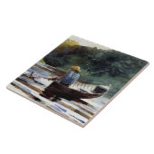 ホーマー – ボーイ人気がある魚釣り絵画、 タイル (側面)