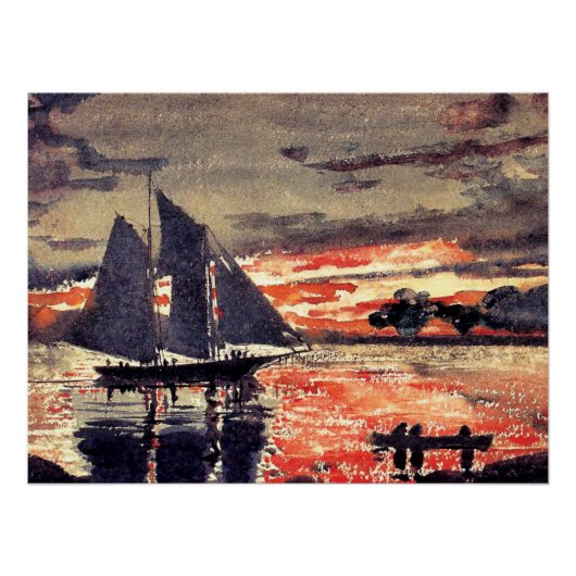 ホーマー – 日没の火素晴らし、芸術、 ポスター (正面)