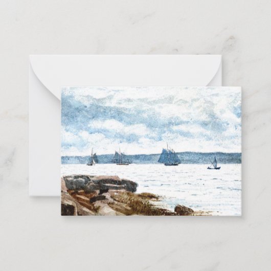 ホーマー – 1880年代のグロスターで帆船絵を描船 ノートカード (正面)