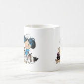 ホームおもしろいバニーレディ熱狂するウサギから作業 コーヒーマグカップ (中央)