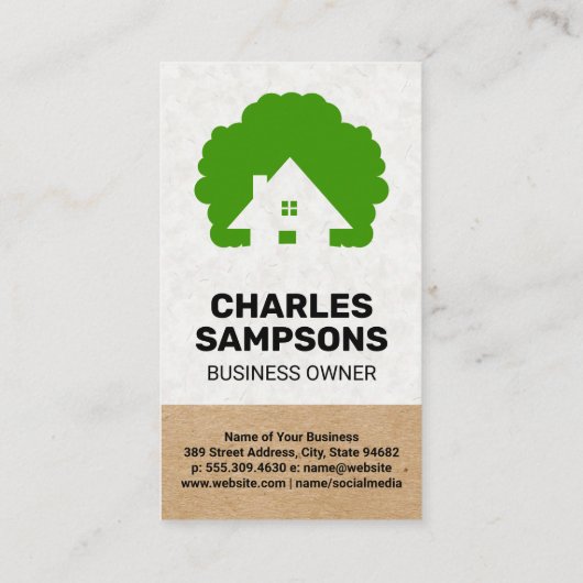 ホームおよびツリーのロゴ | 造園 名刺 (裏面)
