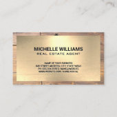 ホームおよび商用建物ロゴ | 金ゴールド木材 名刺 (裏面)