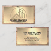 ホームおよび商用建物ロゴ | 金ゴールド木材 名刺 (正面/裏面)