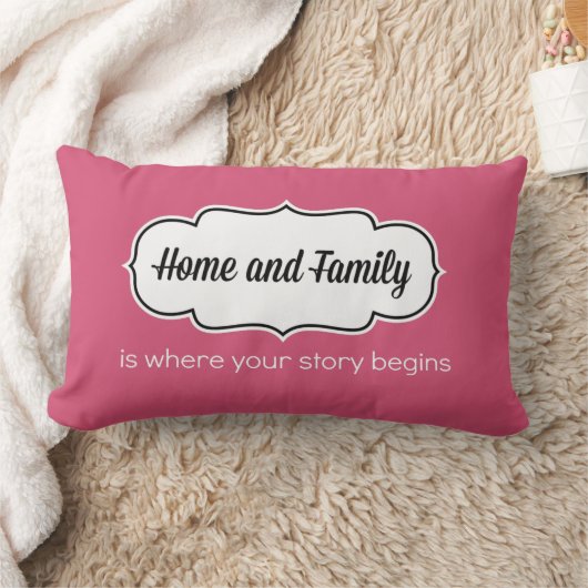 ホームおよび家族の枕(13 x 21) ランバークッション (ブランケット)
