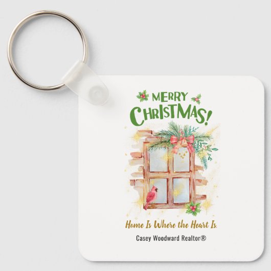 ホームここでハート不動産仲介業者クリスマスバジェット キーホルダー (正面)