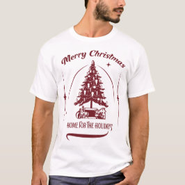 ホームでのホリデーシーズンを祝うレトロなデザイン Tシャツ