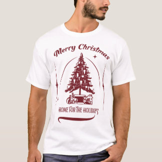 ホームでのホリデーシーズンを祝うレトロなデザイン Tシャツ