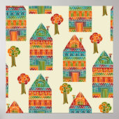 ホームと木のパターン ポスター (正面)