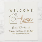 ホームにお帰り!不動産エージェントのためのシンプルな新築祝いラベル ワインラベル (シングルラベル)