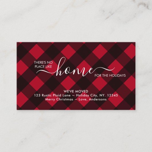 ホームのための休日レッドバッファロープレイド移動 エンクロージャーカード (正面)