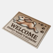ホームのカスタマイズ可能な名前でバニーをジャンプ ドアマット (アングル)