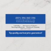 ホームの改善と修理サービス – 青 名刺 (裏面)