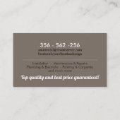 ホームの改善と修理 – 便利屋サービス 名刺 (裏面)