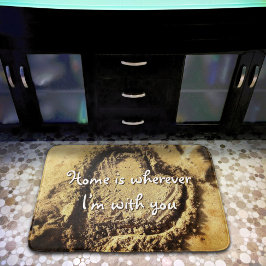 ホームはどこにいてもYou引用文サンド描ハート バスマット