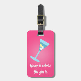 ホームはジンの場所である。ピンクで、あなたの名前で ラゲッジタグ