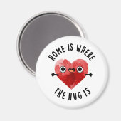 ホームはハグがハートパおもしろいン マグネット (正面/裏面)