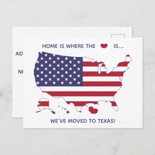 ホームはハートがある場所 – テキサス州に移動 ポストカード (正面/裏面)