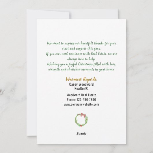 ホームはハート | 不動産仲介業者予算カスタム シーズンカード (裏面)