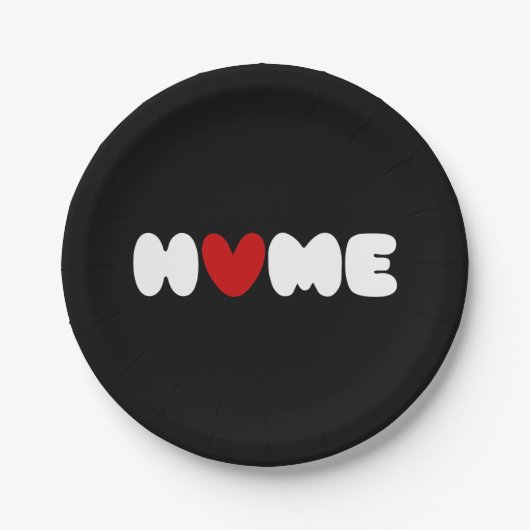 ホームはバンパーステッカーのハート ペーパープレート (正面)