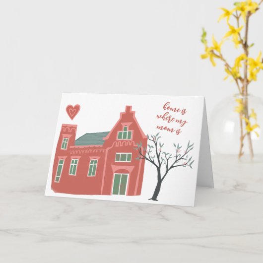 「ホームはママがいる場所」カスタムかわいい母の日 カード (黄色い花)