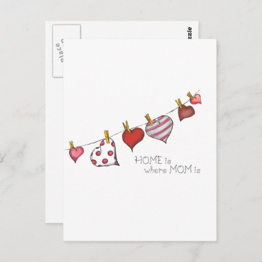 ホームはママがいる場所 – ママのためのデザイン ポストカード (正面/裏面)