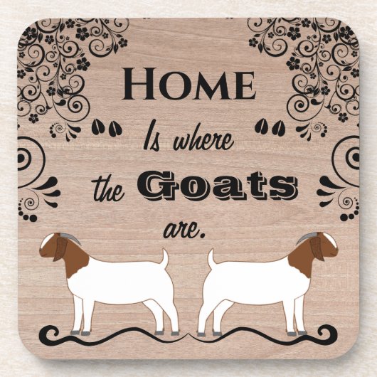 ホームはヤギがいる場所である – ボーア肉ヤギ コースター (正面)