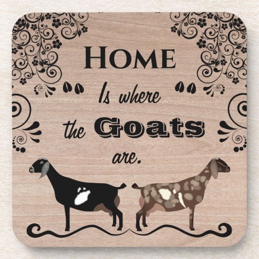 ホームはヤギがいる場所 – ヌビアンデイリーヤギ コースター (正面)
