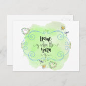 ホームはヤーンがある場所 – ニットことわざ ポストカード (正面/裏面)