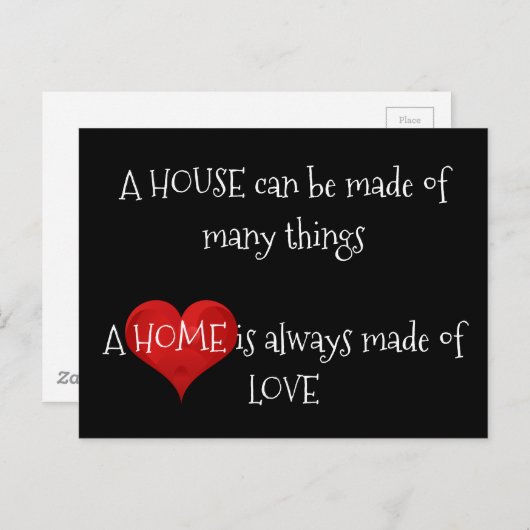ホームは常に愛で作られている引用文タイポグラフィハート ポストカード (正面/裏面)