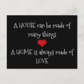 ホームは常に愛で作られている引用文タイポグラフィハート ポストカード (正面)