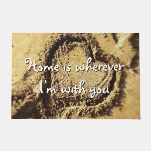 ホームは引用文のハート描をサンドフォトに ドアマット (正面)