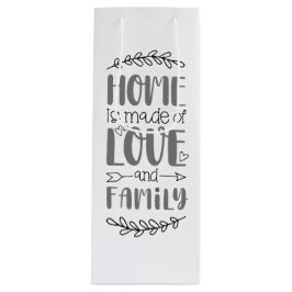 ホームは愛と家族でつくられた可愛い愛の花ポー ワインギフトバッグ