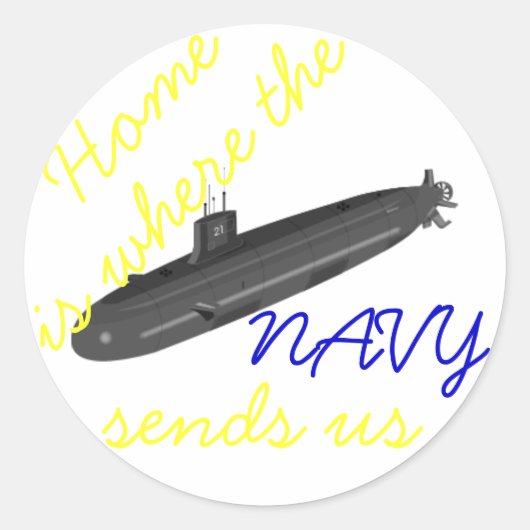 ホームは海軍が私たちにサブアリンステッカーを送る場所である ラウンドシール (正面)