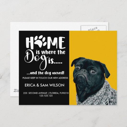 ホームは犬がいる場所 – 動く発表 案内ポストカード (正面/裏面)